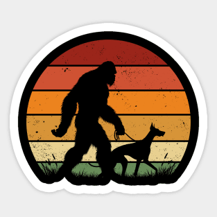 Bigfoot Walking Doberman Pinscher Dog Vintage Dog Lover Sticker
